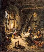 Ostade, Adriaen van Peasant Family in an Interior oil painting reproduction